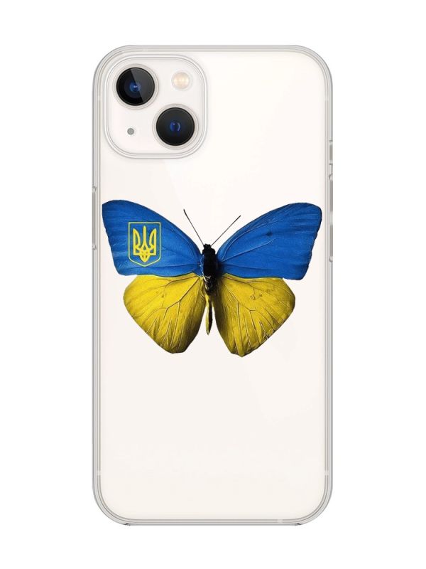 Прозорий чохол із захистом камери на iPhone 14 Plus :: Метелик Україна (принт 255)