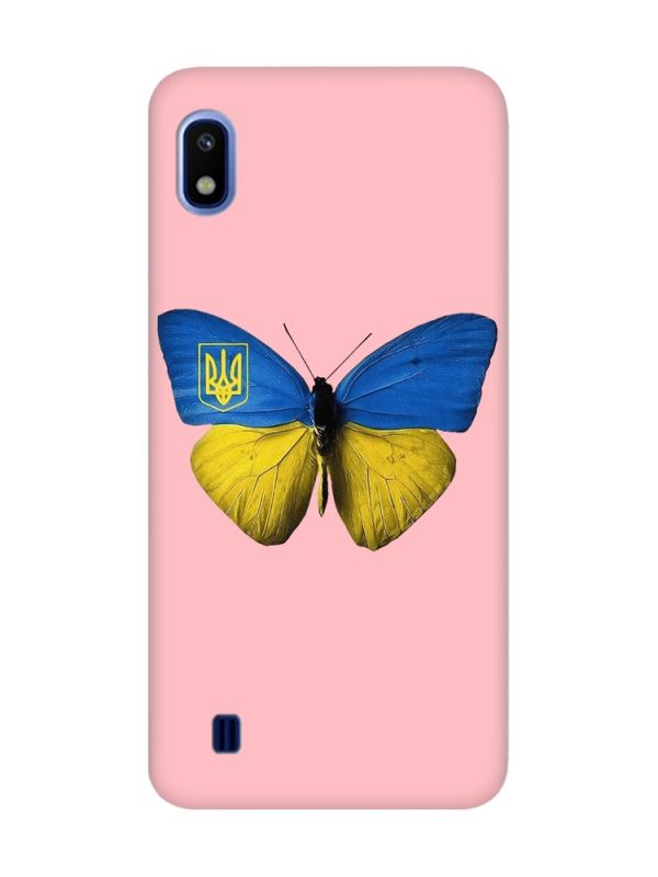 Матовий рожевий чохол на Samsung Galaxy A10 (2019) A105 :: Метелик Україна (принт 255)