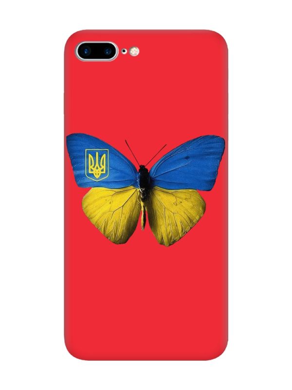 Матовий червоний чохол на iPhone 7 Plus/8 Plus :: Метелик Україна (принт 255)