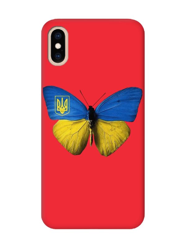 Матовий червоний чохол на iPhone XS MAX :: Метелик Україна (принт 255)