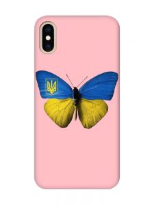 Матовий рожевий чохол на iPhone XS MAX :: Метелик Україна (принт 255)