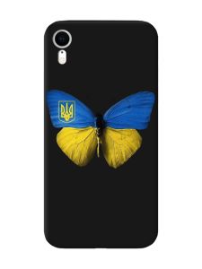 Матовий чорний чохол на Apple iPhone XR :: Метелик Україна (принт 255)