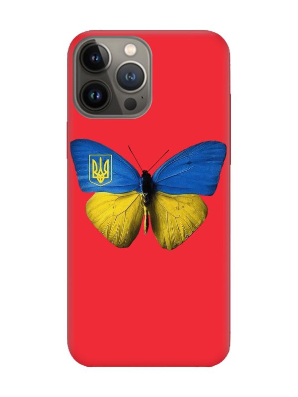 Матовий червоний чохол на Apple iPhone 13 Pro :: Метелик Україна (принт 255)