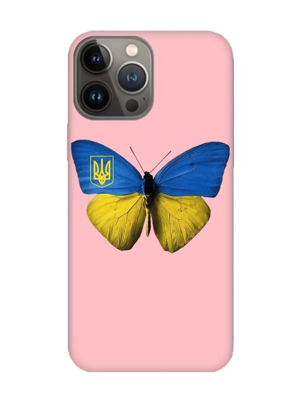 Матовий рожевий чохол на Apple iPhone 13 Pro :: Метелик Україна (принт 255)