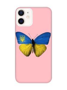 Матовий рожевий чохол на Apple iPhone 12 / 12 Pro (6.1) :: Метелик Україна (принт 255)