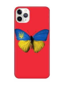 Матовий червоний чохол на iPhone 11 Pro Max (6.5) :: Метелик Україна (принт 255)