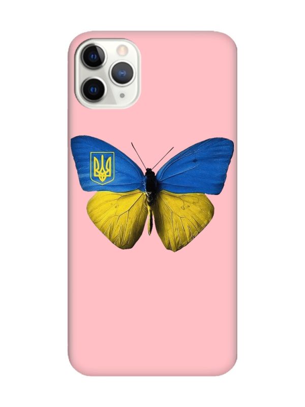 Матовий рожевий чохол на iPhone 11 Pro Max (6.5) :: Метелик Україна (принт 255)