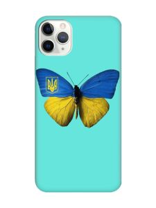 Матовий бірюзовий чохол на iPhone 11 Pro Max (6.5) :: Метелик Україна (принт 255)