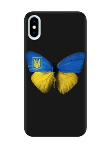 Матовий чорний чохол на iPhone X / Xs :: Метелик Україна (принт 255)