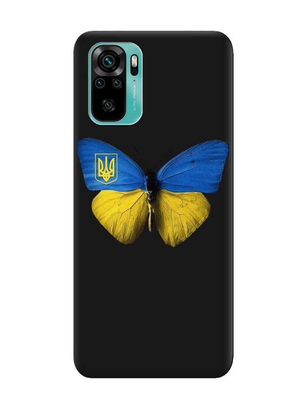 Матовий чорний чохол на Xiaomi Redmi Note 10 / Note 10s :: Метелик Україна (принт 255)