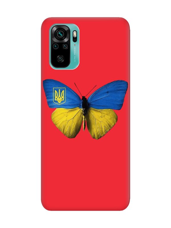 Матовий червоний чохол на Xiaomi Redmi Note 10 / Note 10s :: Метелик Україна (принт 255)