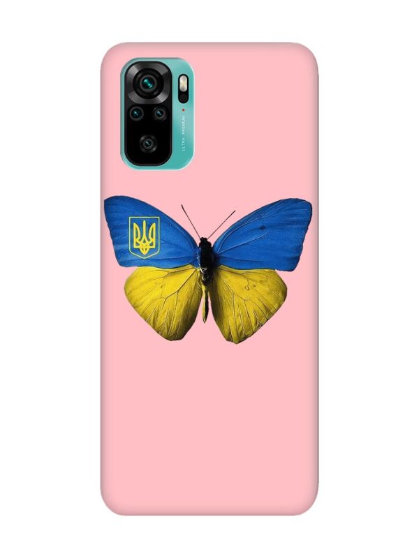 Матовий рожевий чохол на Xiaomi Redmi Note 10 / Note 10s :: Метелик Україна (принт 255)