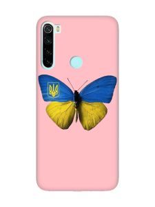 Матовий рожевий чохол на Xiaomi Redmi Note 8 :: Метелик Україна (принт 255)