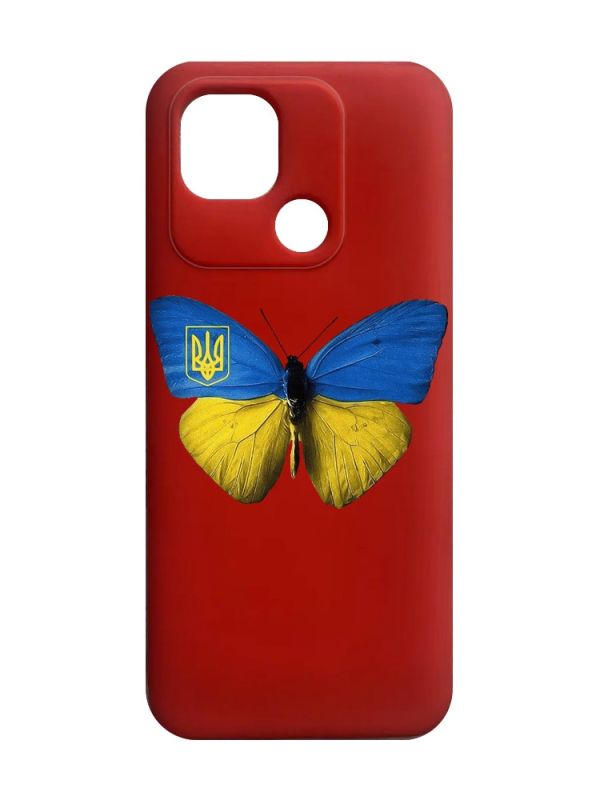 Матовий червоний чохол на Xiaomi Redmi 10C :: Метелик Україна (принт 255)