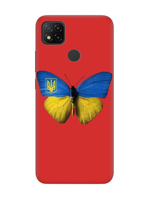 Матовий червоний чохол на Xiaomi Redmi 9C/10A :: Метелик Україна (принт 255)