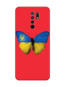 Матовий червоний чохол на Xiaomi Redmi 9 :: Метелик Україна (принт 255)