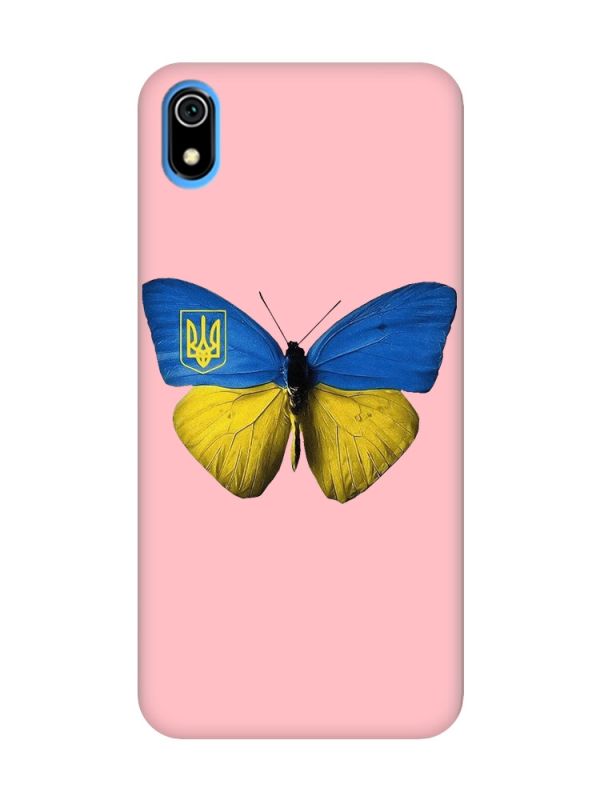 Матовий рожевий чохол на Xiaomi Redmi 7A :: Метелик Україна (принт 255)