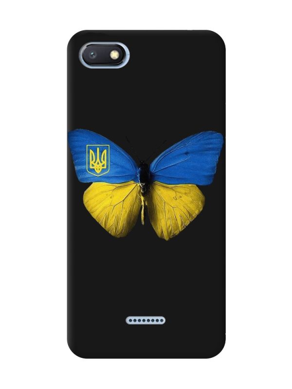 Матовий чорний чохол на Xiaomi Redmi 6A :: Метелик Україна (принт 255)