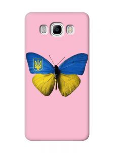 Матовий рожевий чохол на Samsung Galaxy J7(2016) J710 :: Метелик Україна (принт 255)