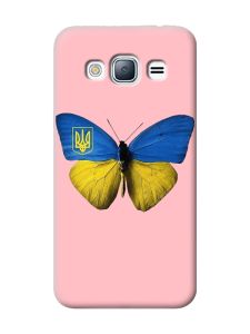 Матовий рожевий чохол на Samsung Galaxy J3 / J310 :: Метелик Україна (принт 255)