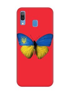 Матовий червоний чохол на Samsung Galaxy A30 (2019) / A20 (2019) :: Метелик Україна (принт 255)