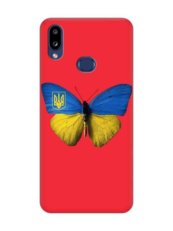 Матовий червоний чохол на Samsung Galaxy A10ѕ (A107) :: Метелик Україна (принт 255)