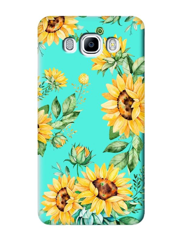 Матовий бірюзовий чохол на Samsung Galaxy J7(2016) J710 :: Соняхи (принт 288)