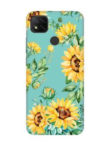 Матовий бірюзовий чохол на Xiaomi Redmi 9C/10A :: Соняхи (принт 288)