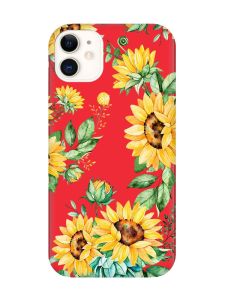 Матовий червоний чохол на Apple iPhone 11 (6.1) :: Соняхи (принт 288)