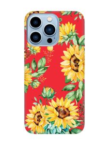 Матовий червоний чохол на Apple iPhone 13 Pro Max :: Соняхи (принт 288)
