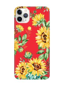 Матовий червоний чохол на iPhone 11 Pro Max (6.5) :: Соняхи (принт 288)