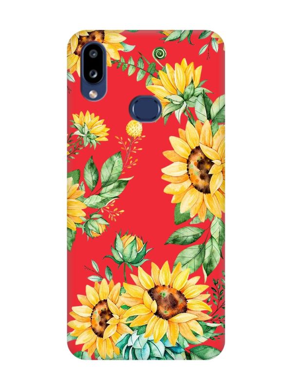 Матовий червоний чохол на Samsung Galaxy A10ѕ (A107) :: Соняхи (принт 288)
