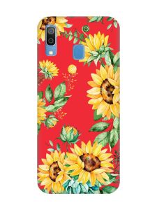 Матовий червоний чохол на Samsung Galaxy A30 (2019) / A20 (2019) :: Соняхи (принт 288)