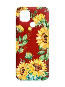 Матовий червоний чохол на Xiaomi Redmi 10C :: Соняхи (принт 288)