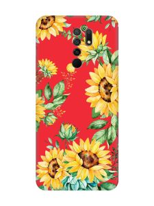 Матовий червоний чохол на Xiaomi Redmi 9 :: Соняхи (принт 288)