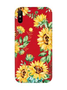 Матовий червоний чохол на Xiaomi Redmi 9A :: Соняхи (принт 288)