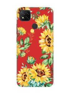 Матовий червоний чохол на Xiaomi Redmi 9C/10A :: Соняхи (принт 288)