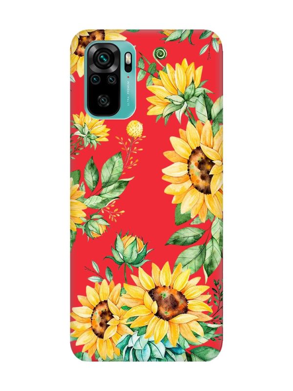 Матовий червоний чохол на Xiaomi Redmi Note 10 / Note 10s :: Соняхи (принт 288)