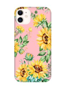 Матовий рожевий чохол на Apple iPhone 11 (6.1) :: Соняхи (принт 288)