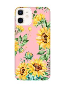 Матовий рожевий чохол на Apple iPhone 12 / 12 Pro (6.1) :: Соняхи (принт 288)