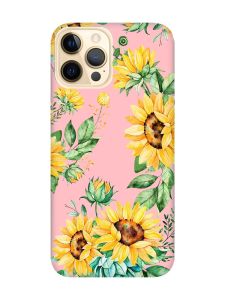 Матовий рожевий чохол на Apple iPhone 12 Pro Max :: Соняхи (принт 288)