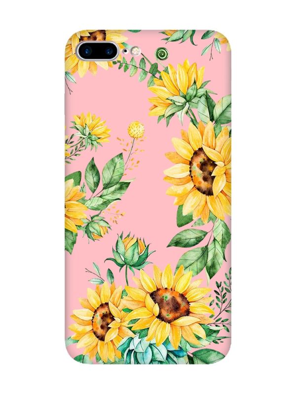 Матовий рожевий чохол на iPhone 7 Plus/8 Plus :: Соняхи (принт 288)
