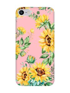 Матовий рожевий чохол на iPhone 7 / 8 :: Соняхи (принт 288)