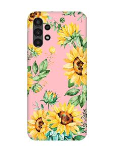 Матовий рожевий чохол на Samsung A13 4G :: Соняхи (принт 288)