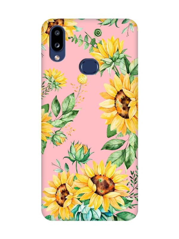 Матовий рожевий чохол на Samsung Galaxy A10ѕ A107 :: Соняхи (принт 288)