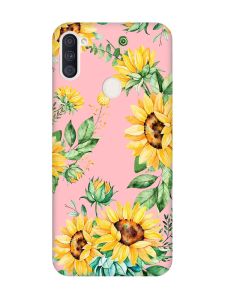 Матовий рожевий чохол на Samsung Galaxy A11 :: Соняхи (принт 288)