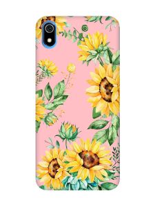 Матовий рожевий чохол на Xiaomi Redmi 7A :: Соняхи (принт 288)