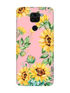 Матовий рожевий чохол на Xiaomi Redmi Note 9 :: Соняхи (принт 288)