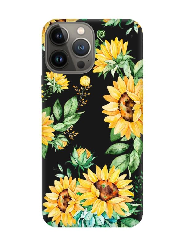 Матовий чорний чохол на Apple iPhone 13 Pro :: Соняхи (принт 288)