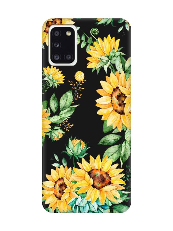 Матовий чорний чохол на Samsung Galaxy A31 :: Соняхи (принт 288)